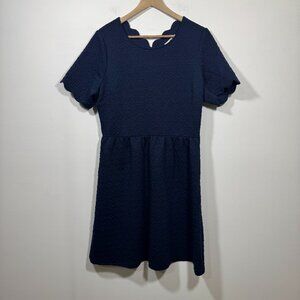 Betsy's Boutique Shop Textured Fit & Flare Dress Womens XL Navy Blue Church